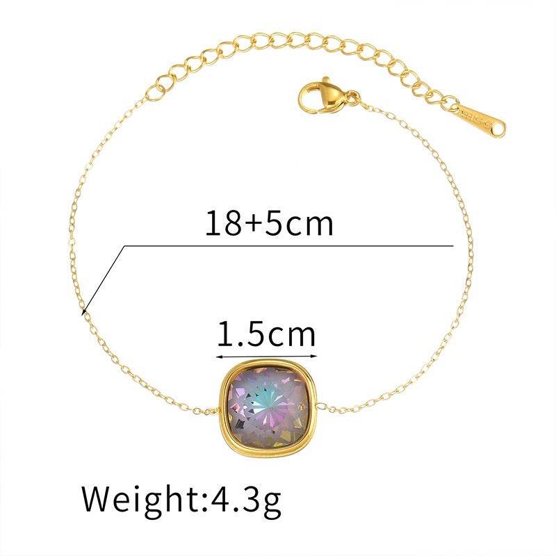 Female Stainless Steel Colored Gemstone Bracelet - Mubimart