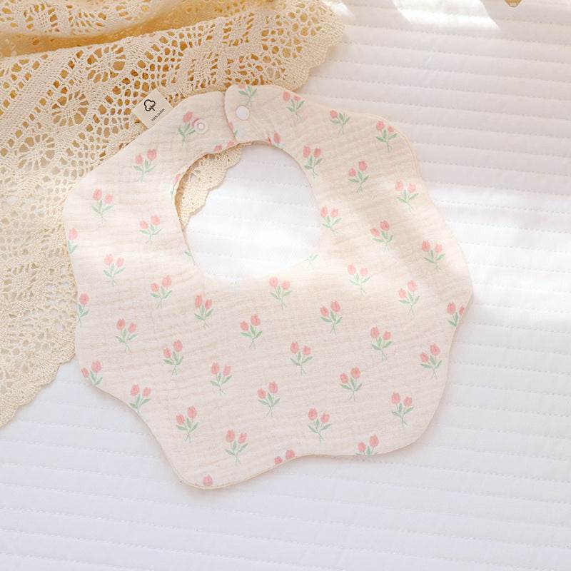6 Layers Cotton Cloth Petal Bib Children's Saliva Towel Can Rotate 360 Degrees - Mubimart