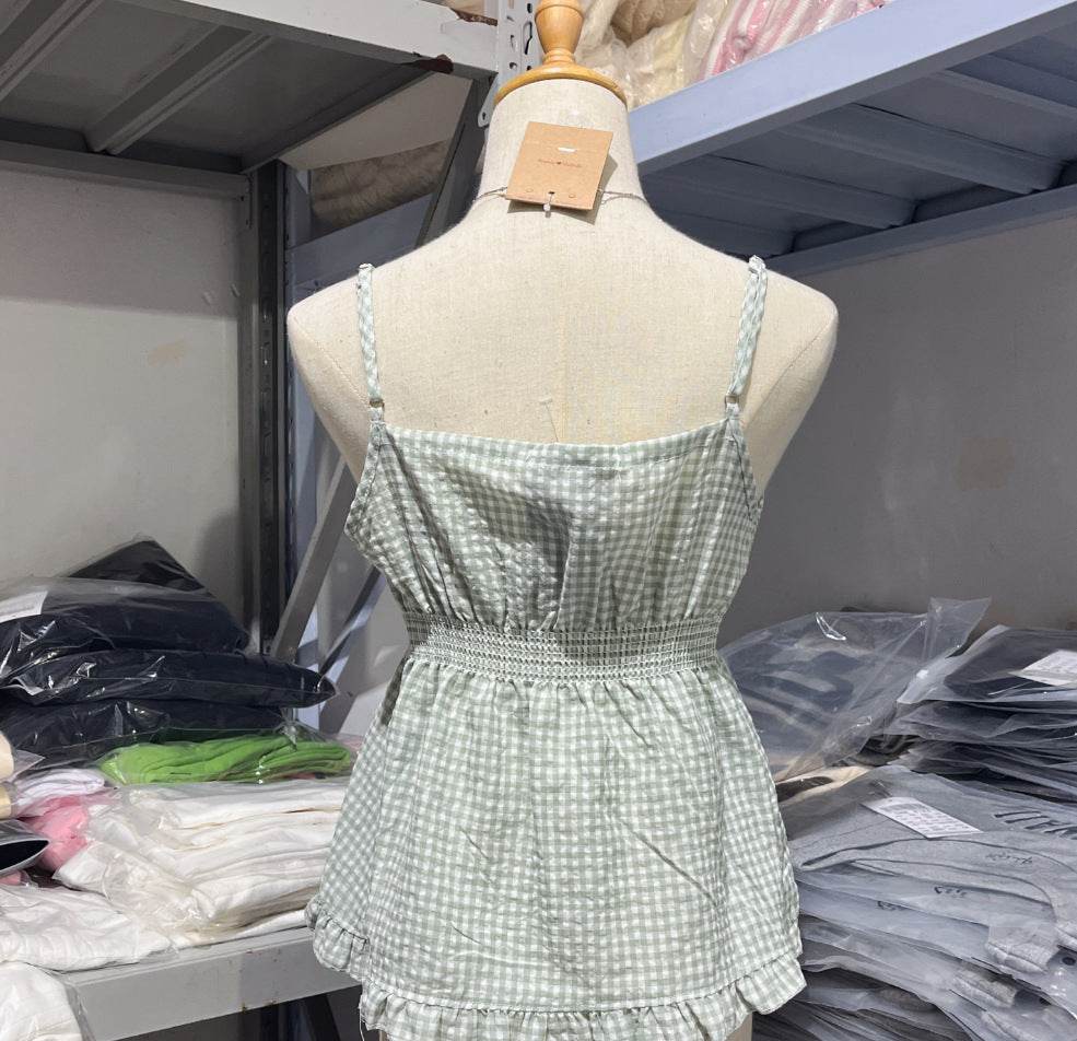 Women's Temperament Fashion Plaid Camisole Top - Mubimart