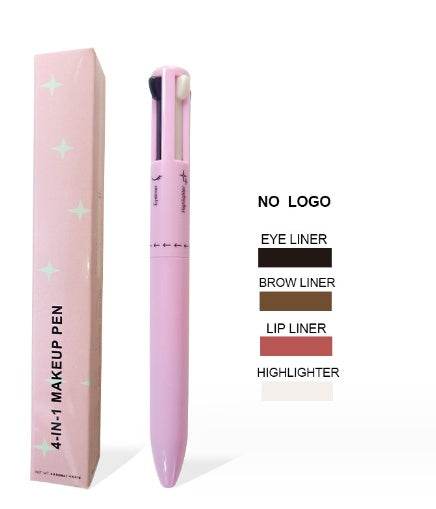 Four-in-one Cosmetic Brush Four-color Lip Liner Highlight Eyeliner Eyebrow Pencil - Mubimart