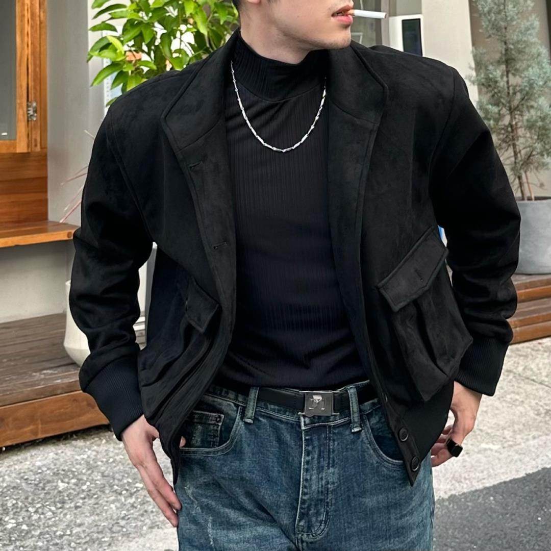 Vintage Bomber Jacket For Men Suede - Mubimart