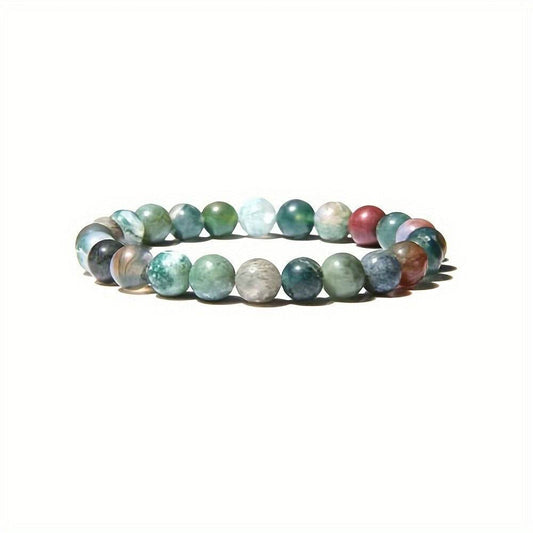 Natural Indian Agate Bracelet 6-12mm Women Men Bracelet - Mubimart