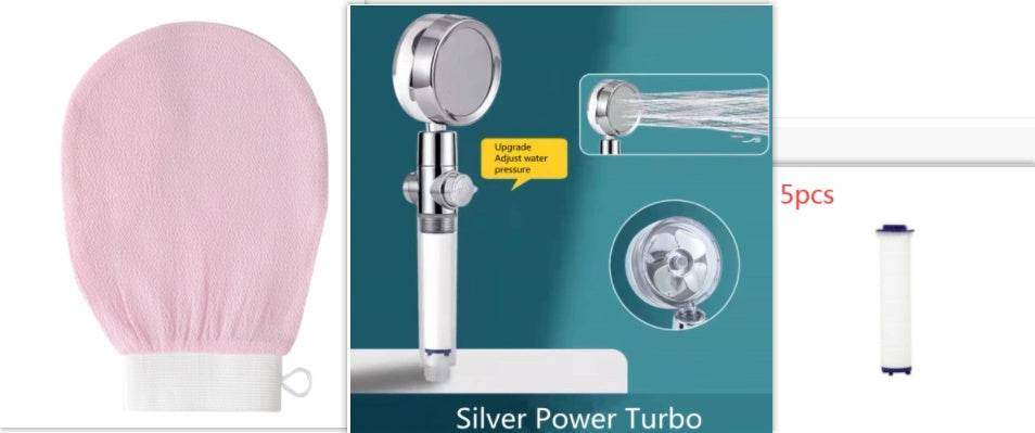 Shower Head Water Saving Flow 360 Degrees Rotating With Small Fan ABS Rain High Pressure Spray Nozzle Bathroom Accessories - Mubimart