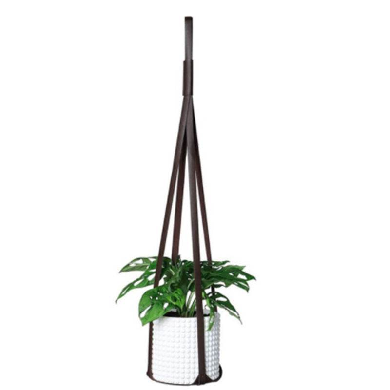 Leather Hanging Basket Indoor Plant Planter Hammock - Mubimart