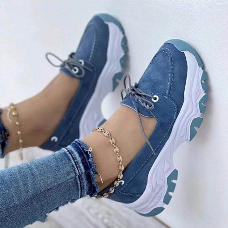 Lace-up Sneakers For Women Running Walking Sports Chunky Shoes - Mubimart