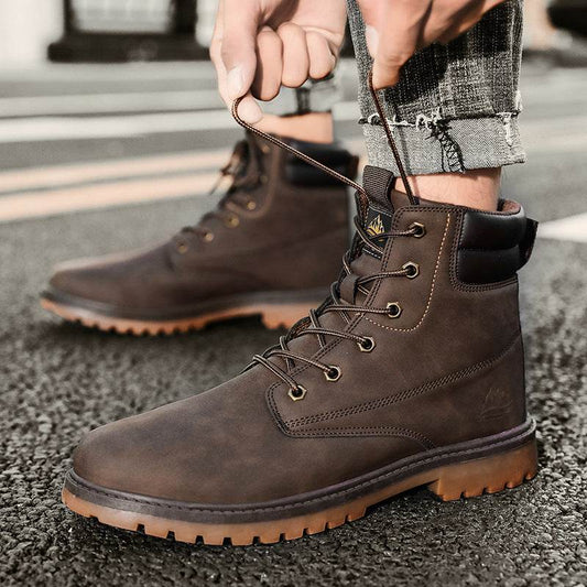 British Fashion High-top Boots Outdoor Hiking Trend Men's Shoes - Mubimart