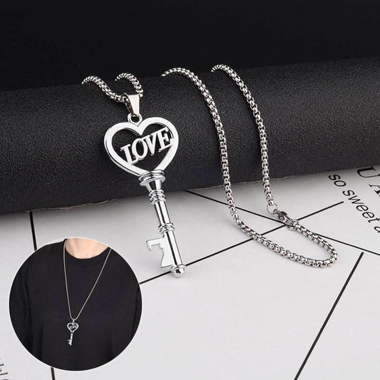 Stainless Steel Necklaces Sweet Heart Key Pendants Choker Chain Korean Fashion Jewelry For Women Jewelry Gifts - Mubimart