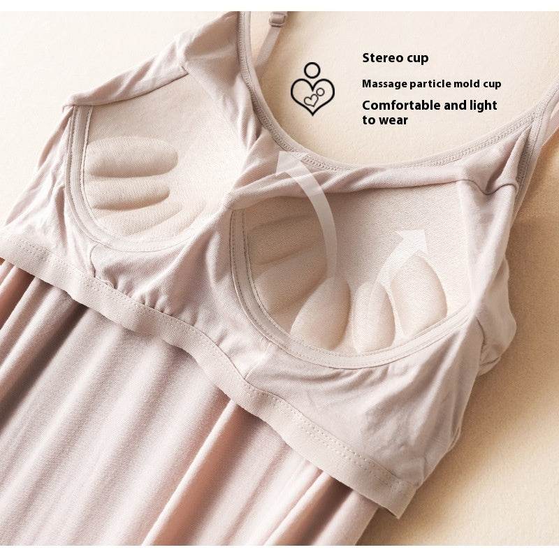 Plus Size Loose Lengthened Plus-sized Maternity Dress Sling Bottoming Shirt With Chest Pad - Mubimart