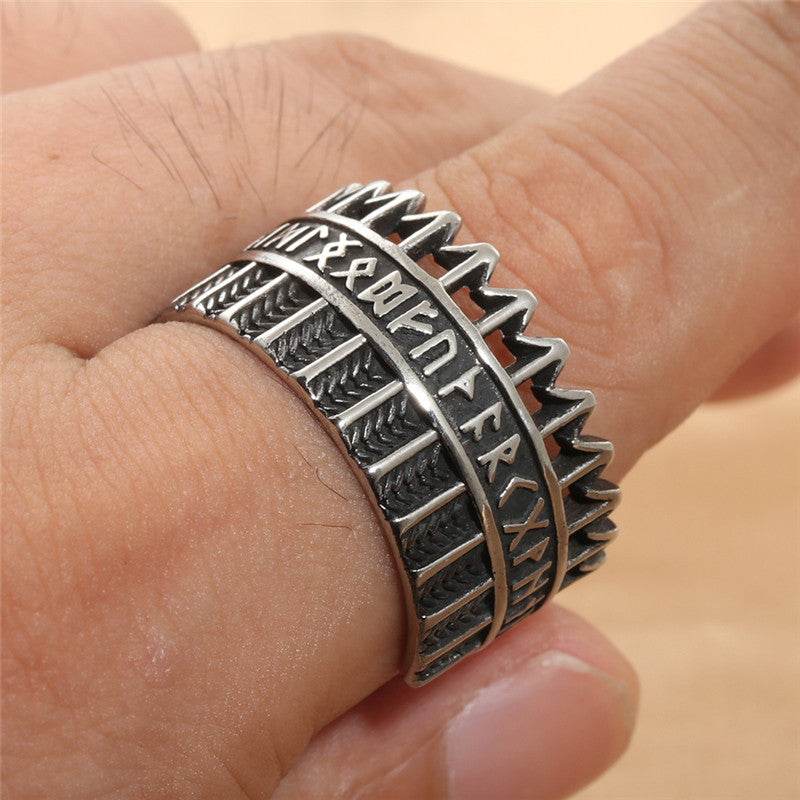 Titanium Steel Viking Warrior Ring Vintage Men Punk - Mubimart