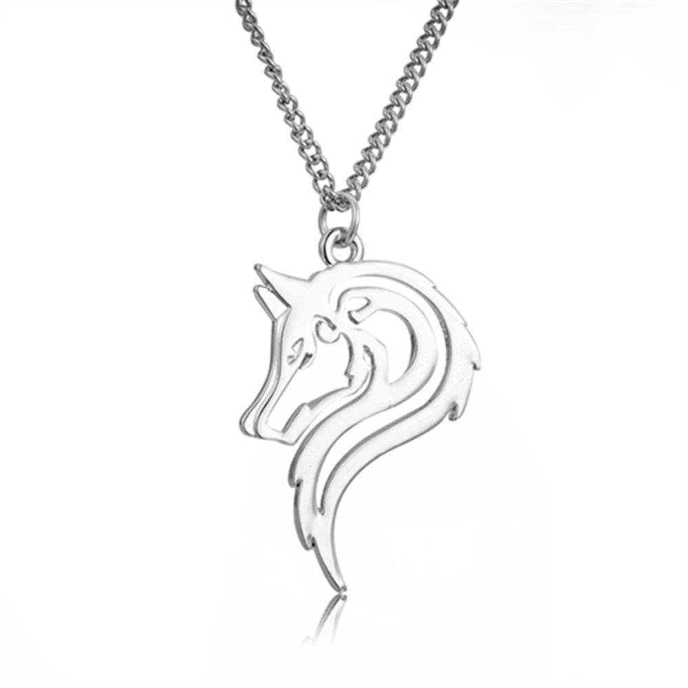 Wolf head necklace pendant men - Mubimart