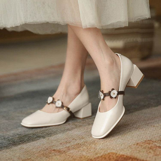 Mid-heel Mary Jane Shoes - Mubimart