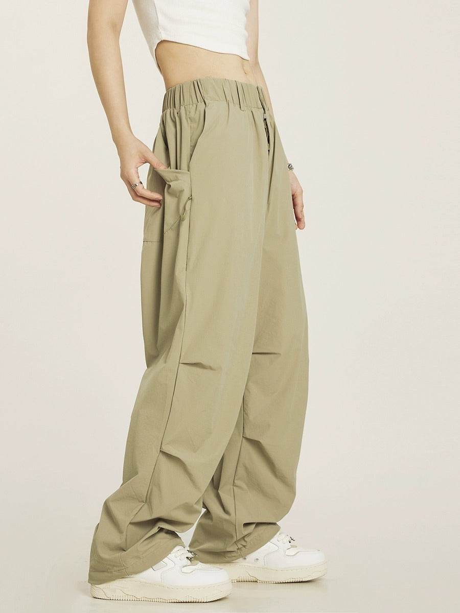 Vintage Pleated Parachute Pants Cargo Pants - Mubimart