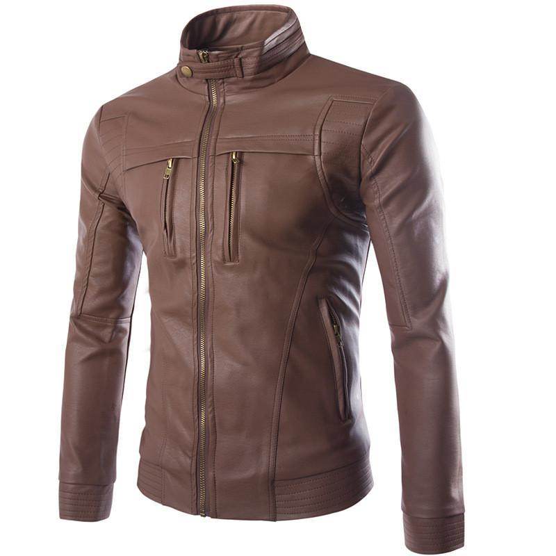 Striven Mens Leather Jacket - Mubimart