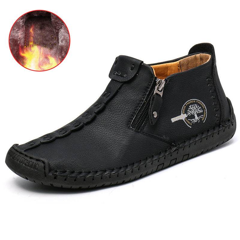 Men Ankle Boots Zipper Outdoor Hiking Shoes - Mubimart