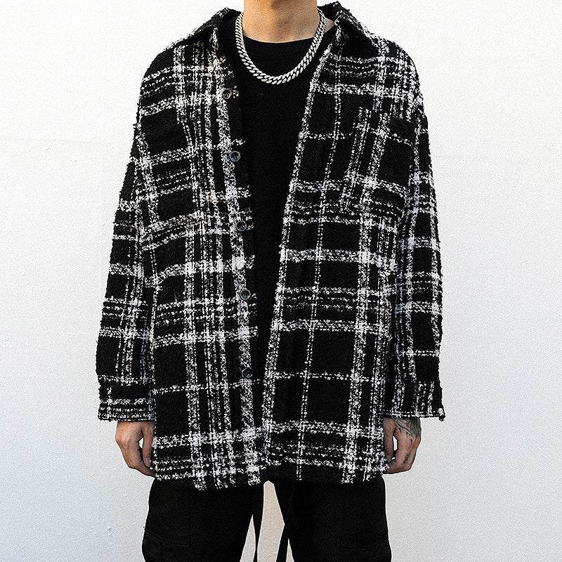 Plaid Padded Woolen Shirt Jacket - Mubimart