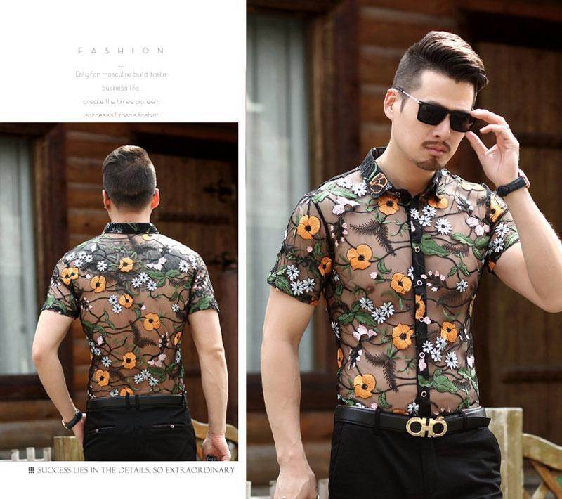 SUMMER BLOSSOMS SEE-THRU BUTTON DOWN SHIRT - Mubimart