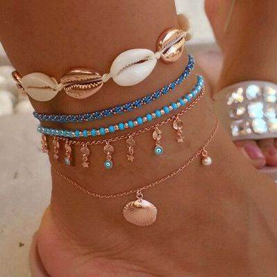 Braided 5-piece ankle bracelet - Mubimart