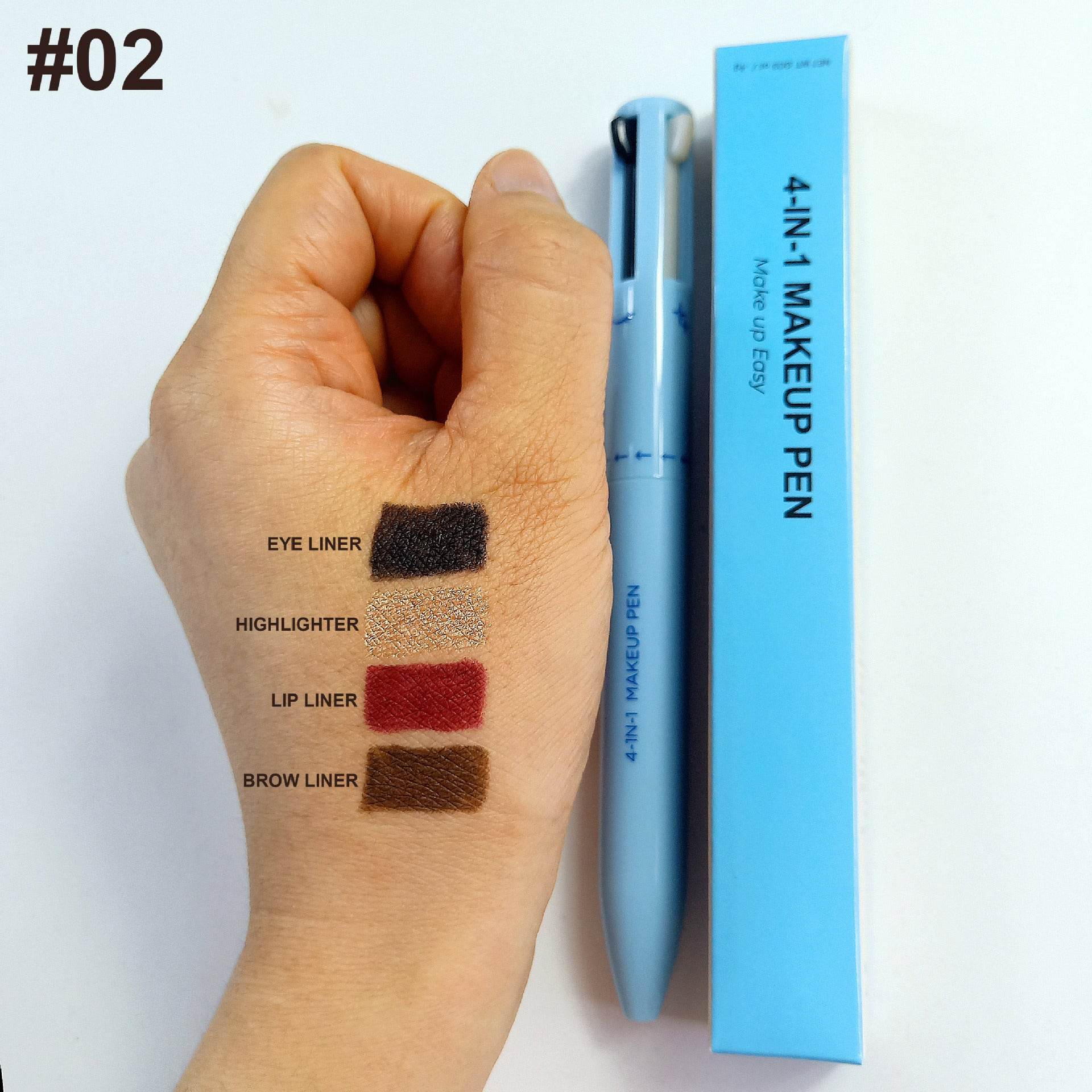 Four-in-one Cosmetic Brush Four-color Lip Liner Highlight Eyeliner Eyebrow Pencil - Mubimart