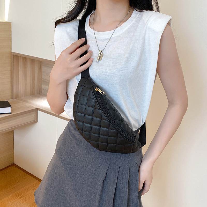 Rhombus Shoulder Bag Women's Leather Small Satchel - Mubimart
