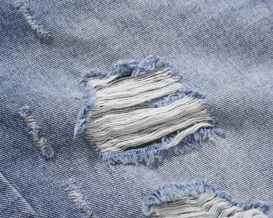 Damaged Grooved Fashion Denim Shorts - Mubimart