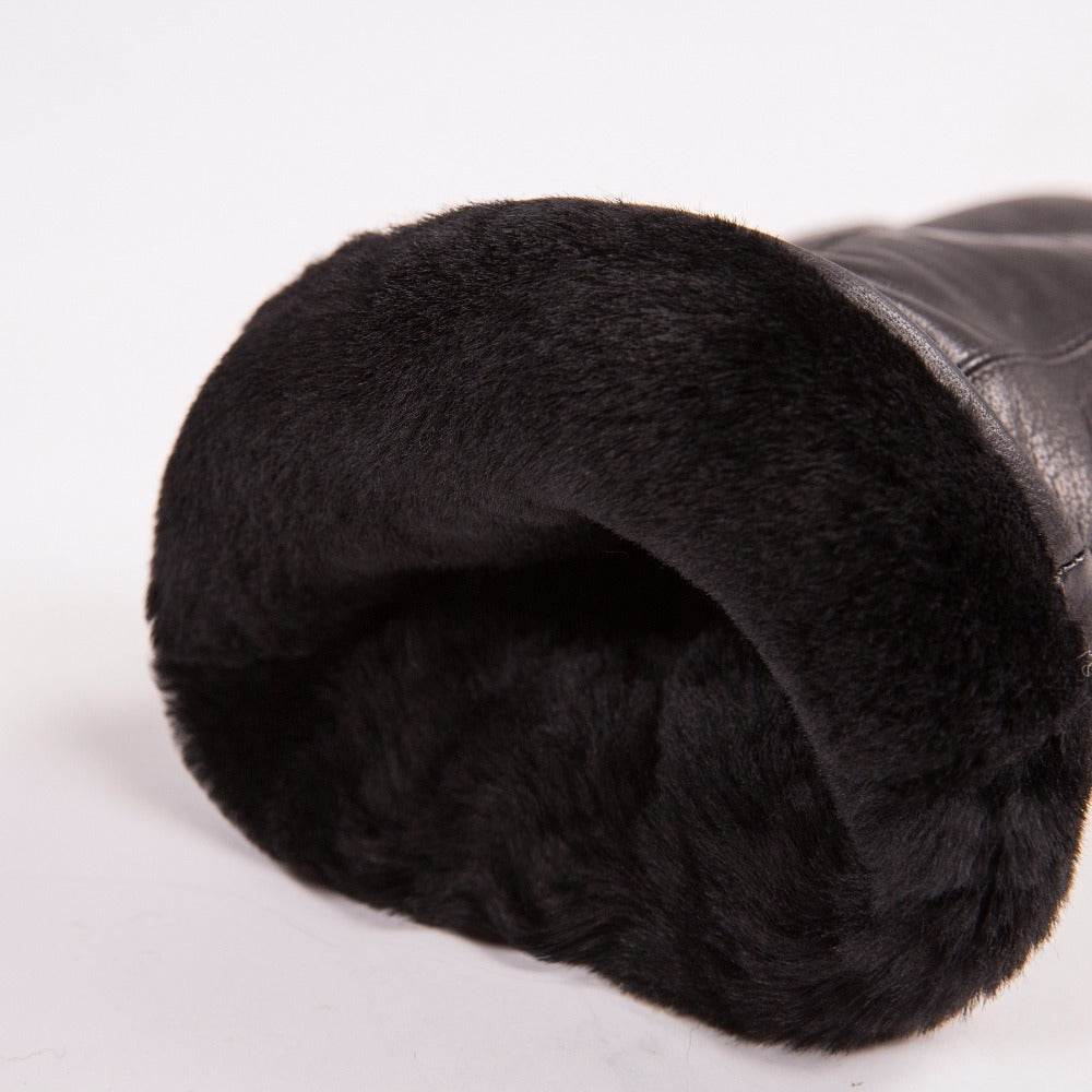Warm Thick Sheepskin Gloves Men's Sheepskin Gloves - Mubimart