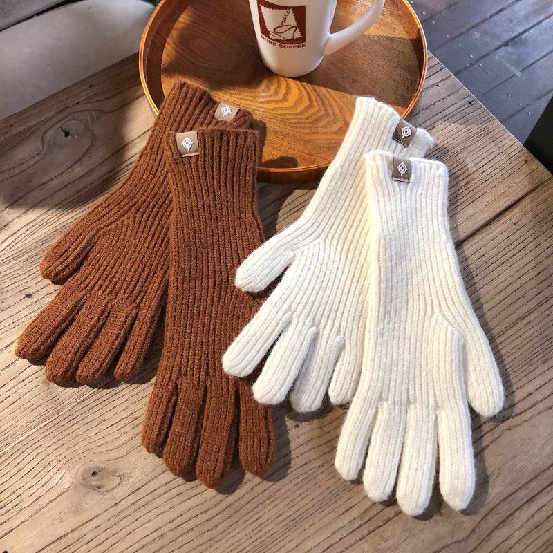 Winter Solid Color Knitted Gloves For Men And Women - Mubimart