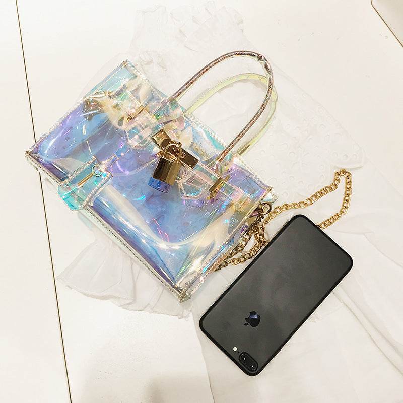 Transparent beach platinum bag - Mubimart