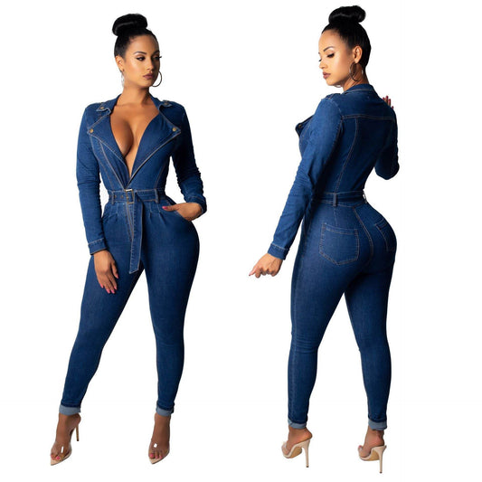 Denim women's bodysuits - Mubimart