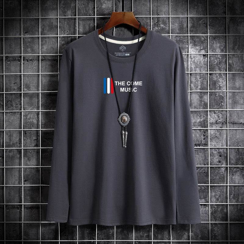 Loose round neck young men's top and bottoming shirt - Mubimart