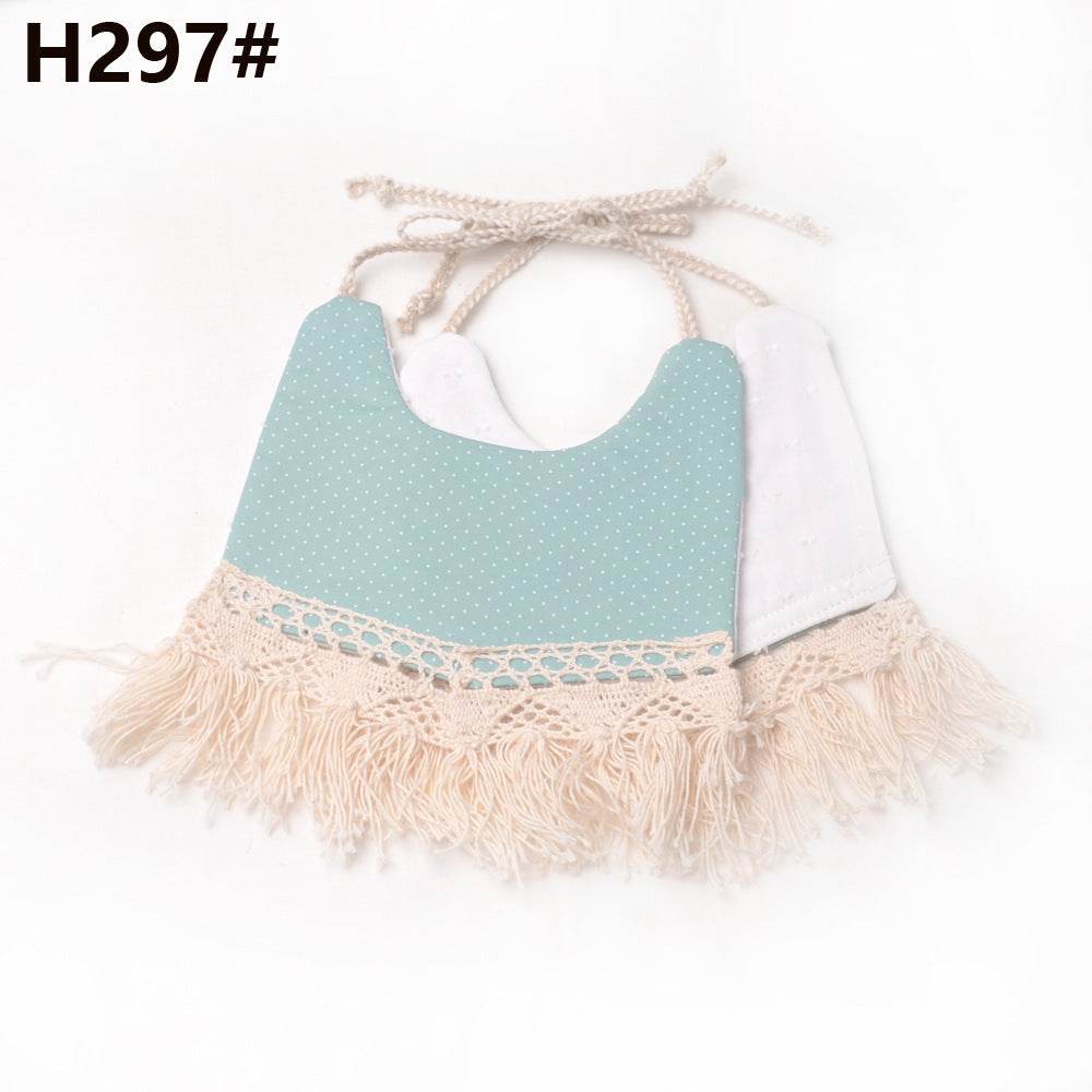 Cotton and linen two-layer saliva towel bib bib - Mubimart
