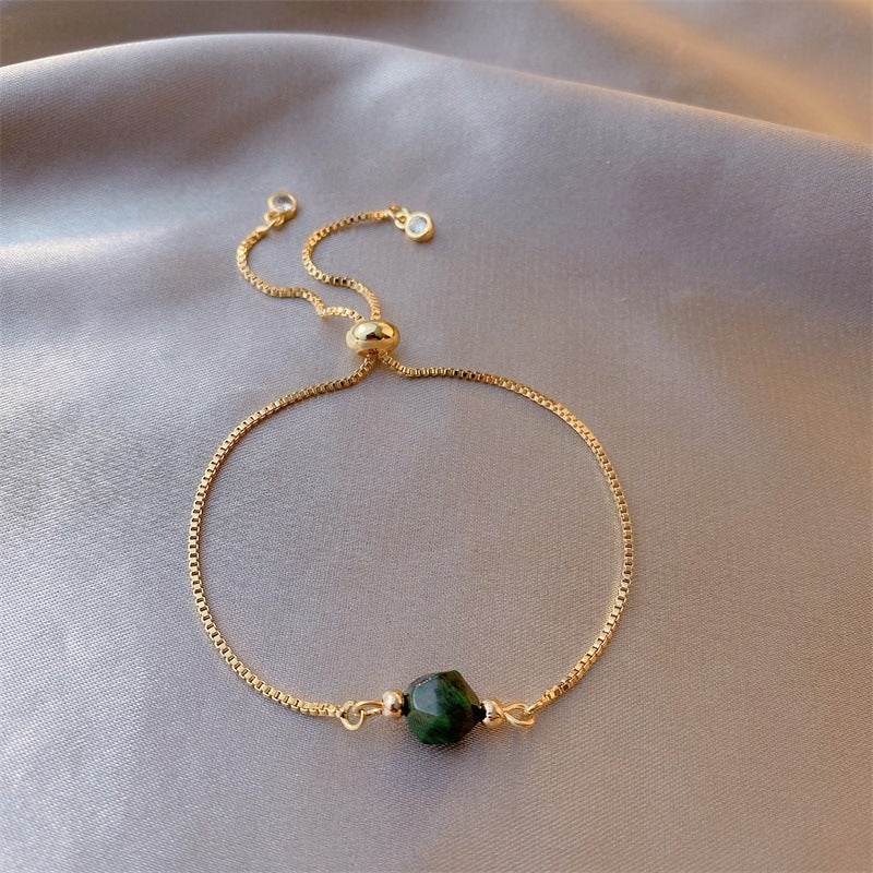 Simple Green Gemstone Bracelet Women - Mubimart