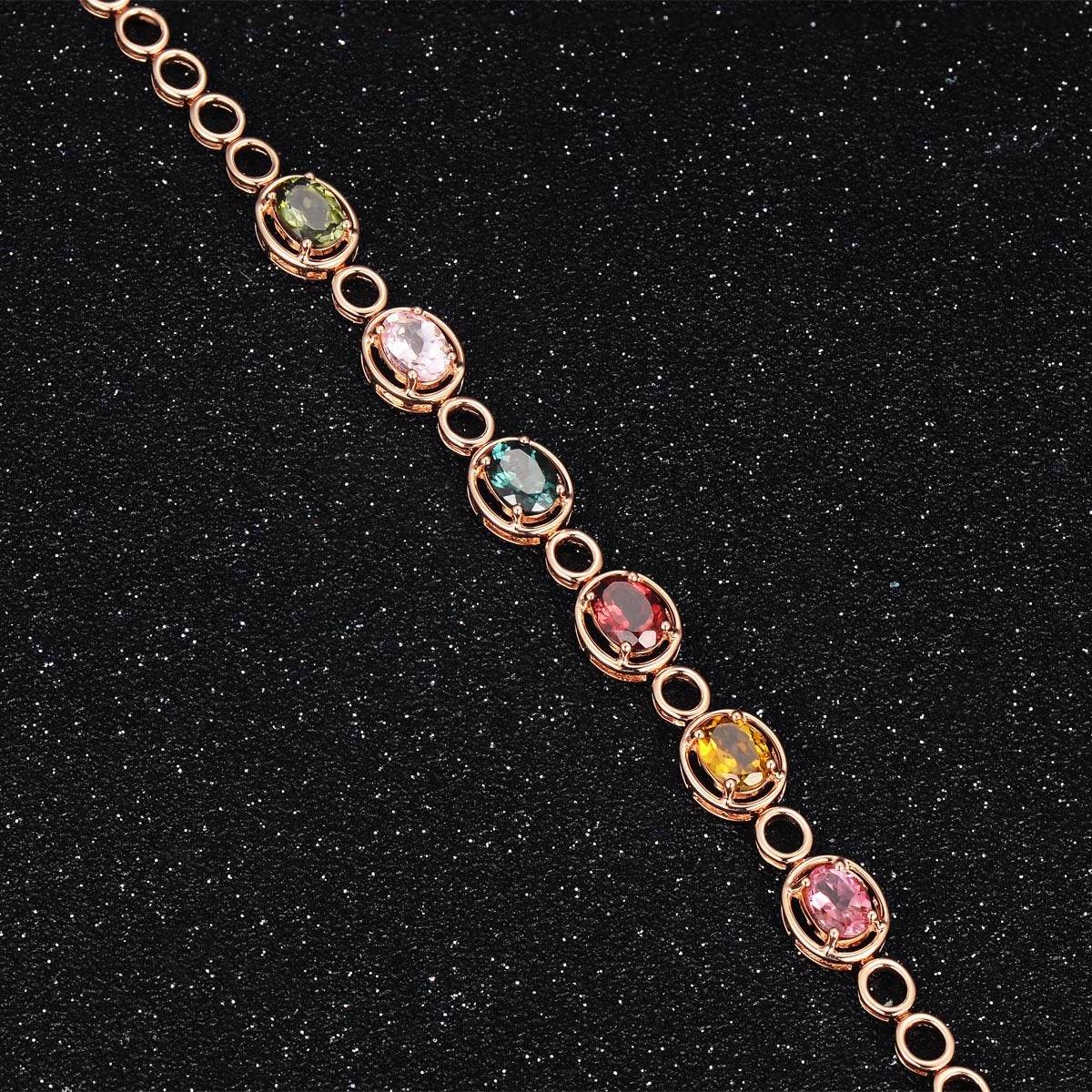 Rose Gold Simulation Tourmaline Colored Gemstone Bracelet Female Bracelet - Mubimart