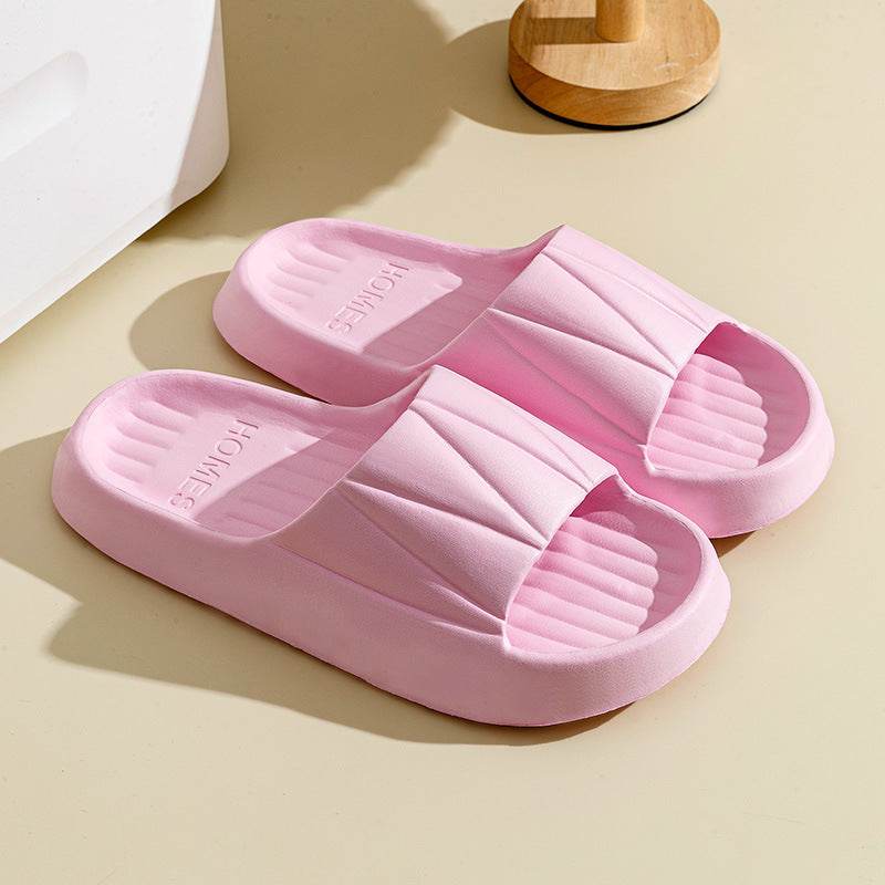 Non-slip Stripe Design Home Slippers Summer Thick Sole Floor Bathroom Slipper For Women Men House Shoes - Mubimart