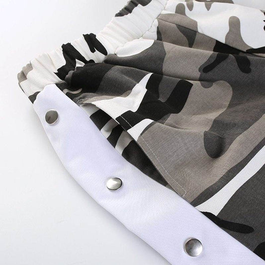 CAMO JOGGER BUTTON UP PANTS - Mubimart