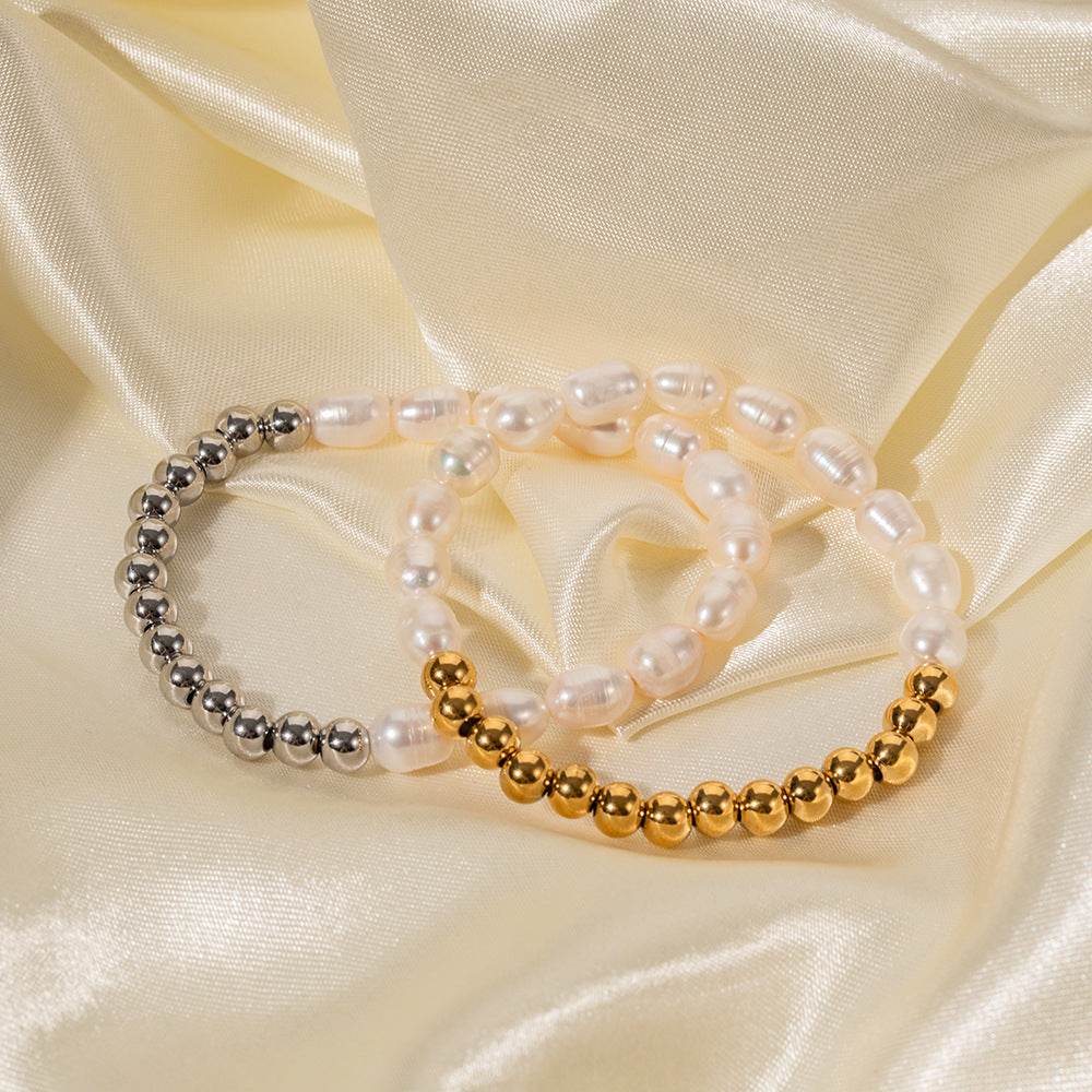Fresh Water Pearl Ball Beads Beaded Bracelet For Women - Mubimart