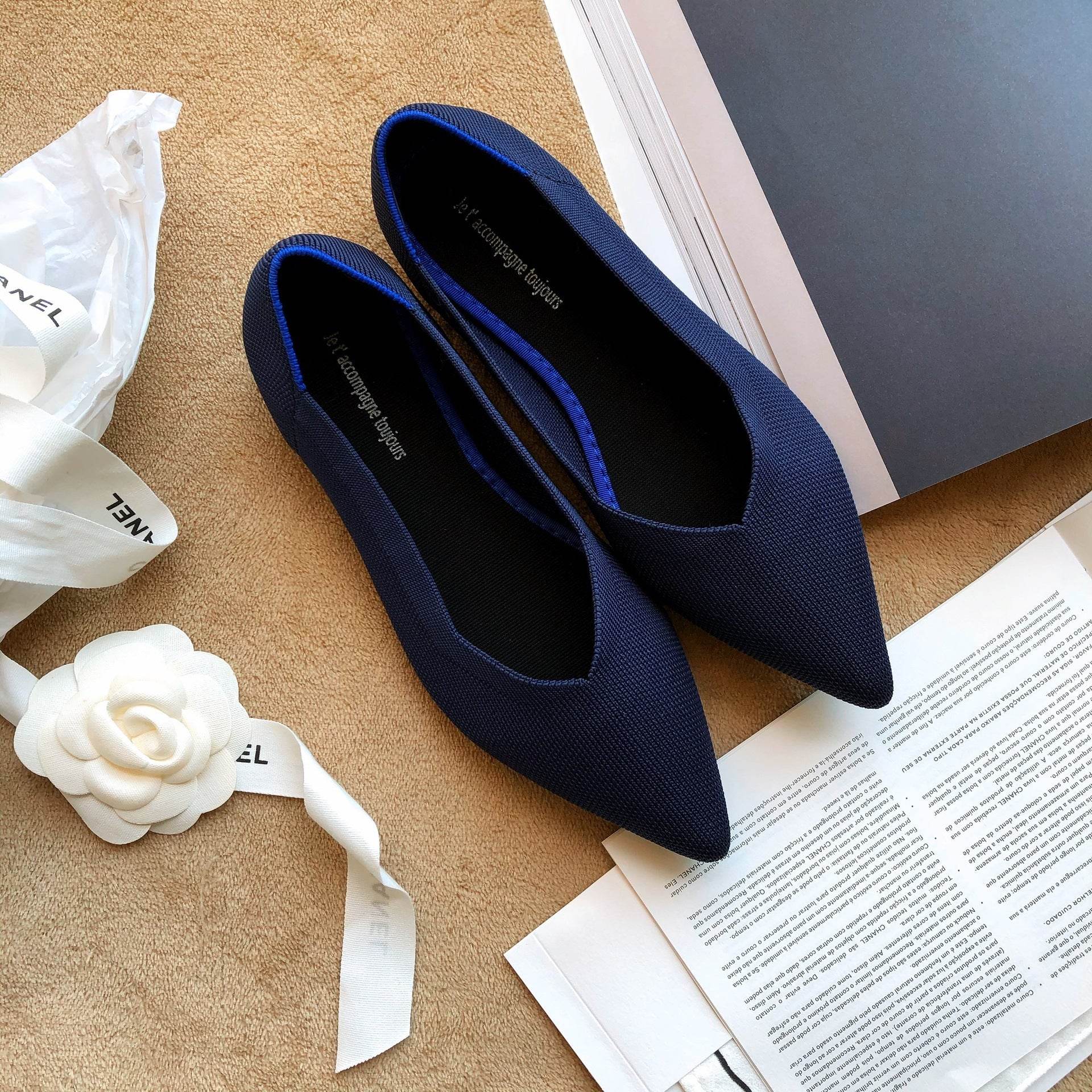 Women's Pointed Toe Casual Woven Flat Shoes - Mubimart