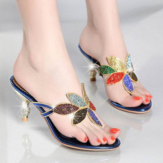 Women's Rhinestone Sandals, High-heeled Stilettos, Summer Sandals And Slippers - Mubimart