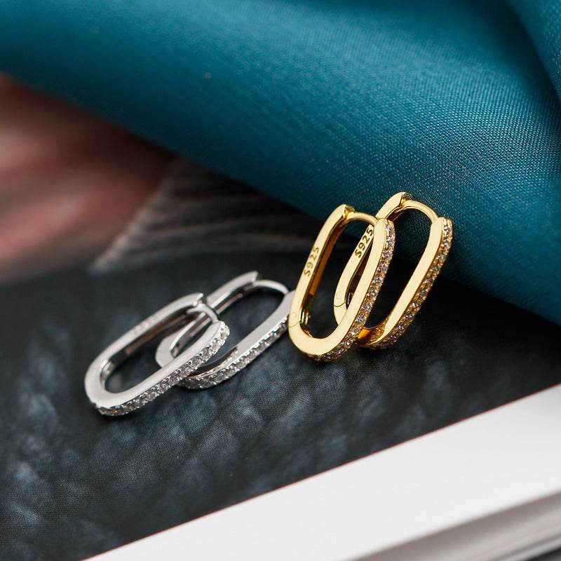 Sterling silver hoop ear buckle earrings women custom - Mubimart