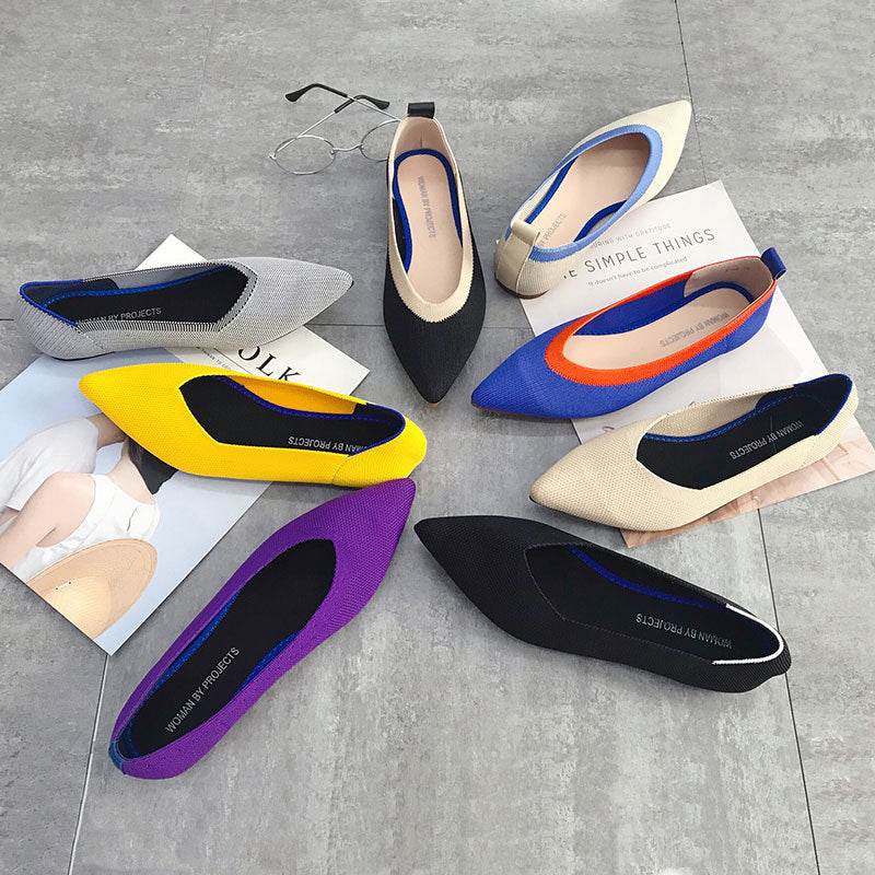 Women's shallow pointed toe flat shoes - Mubimart