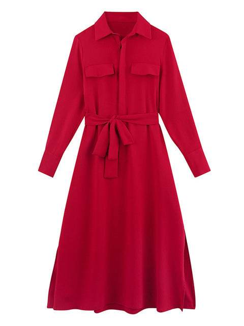 Waist shirt dress - Mubimart