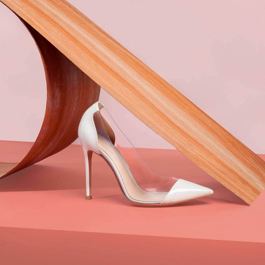 Black High-heeled Shoes Women Stilettos Transparent Nude Color - Mubimart
