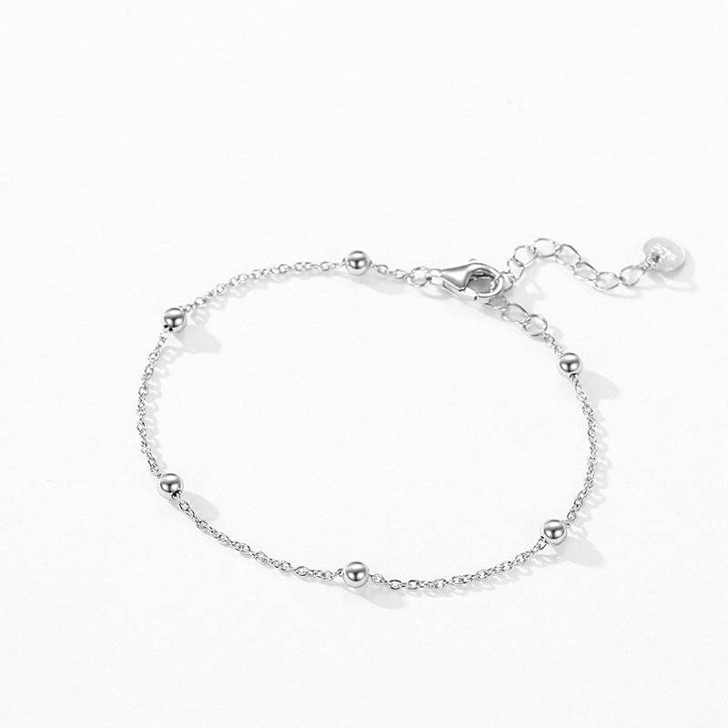 Sterling Silver Beaded Wire Bracelet For Women - Mubimart