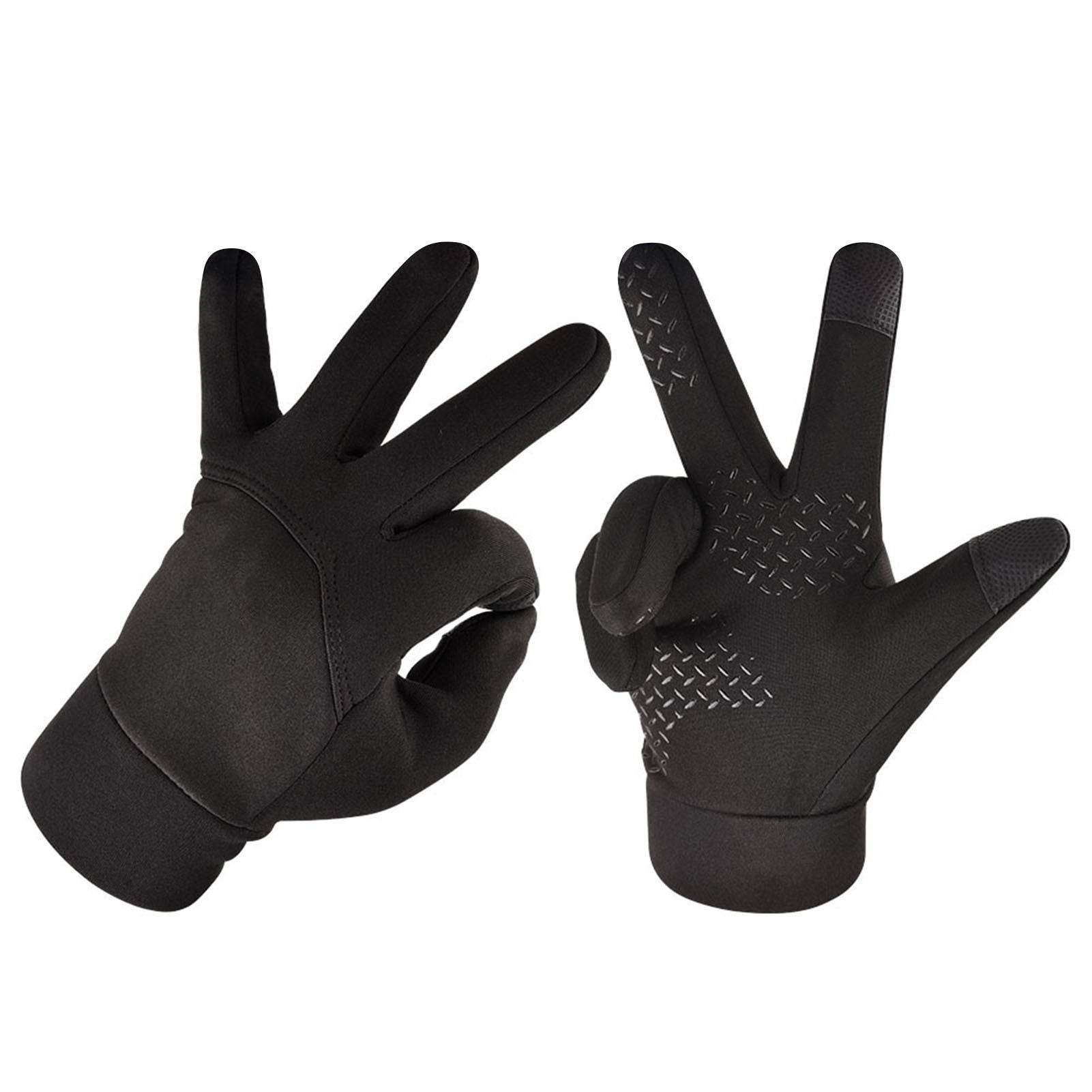 Winter Men Gloves Touch Screen Windproof Waterproof Brushed Gloves For Outdoor Sports Activities Skiing Black L - Mubimart