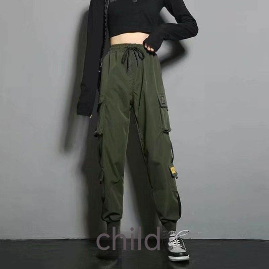 Oversized Cargo Pants Men And Women Ankle Banded Slacks High Waist Loose And Slimming - Mubimart