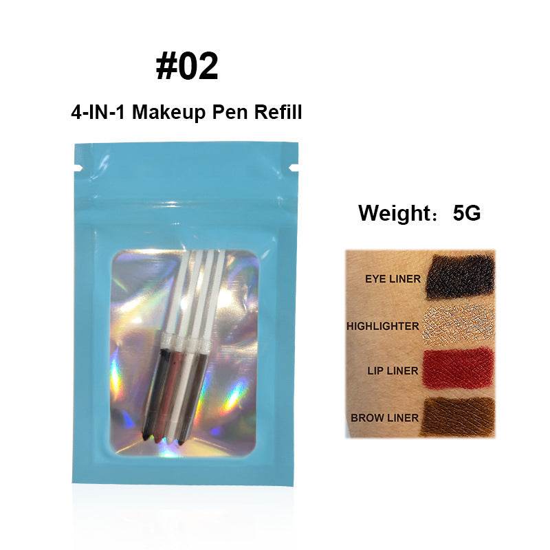 Four-in-one Cosmetic Brush Four-color Lip Liner Highlight Eyeliner Eyebrow Pencil - Mubimart