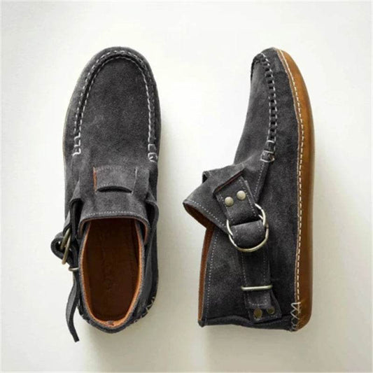 Women's Comfy Leather Leopard Flats Autumn Buckle Strap Shoes For Women New Casual Travel Breathable Women Shoes - Mubimart