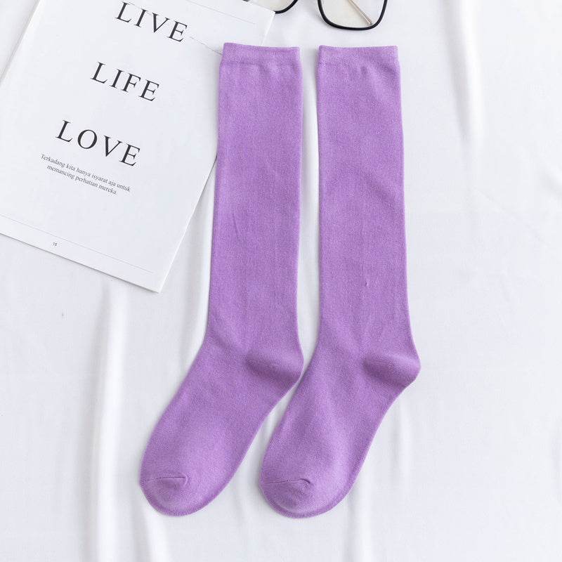 Women's color mid-tube knee socks - Mubimart