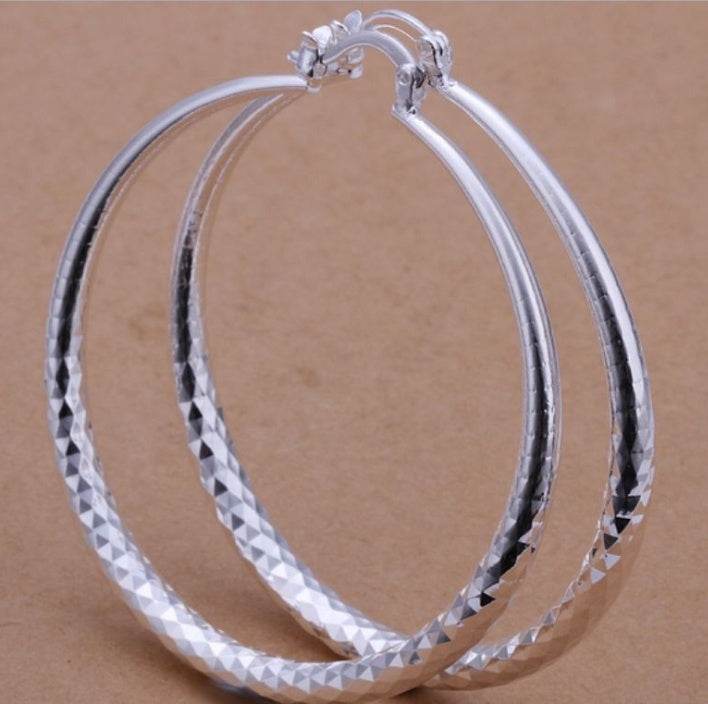 925 Silver Exaggerated Large Hoop Earrings Hoop Earrings - Mubimart