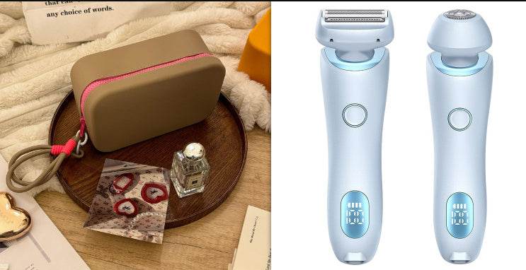 2 In 1 Hair Removal Epilator USB Rechargeable Trimmer Women Body Razor Face Leg Armpit Bikini Hand Pubic Shaver Hair Remover - Mubimart