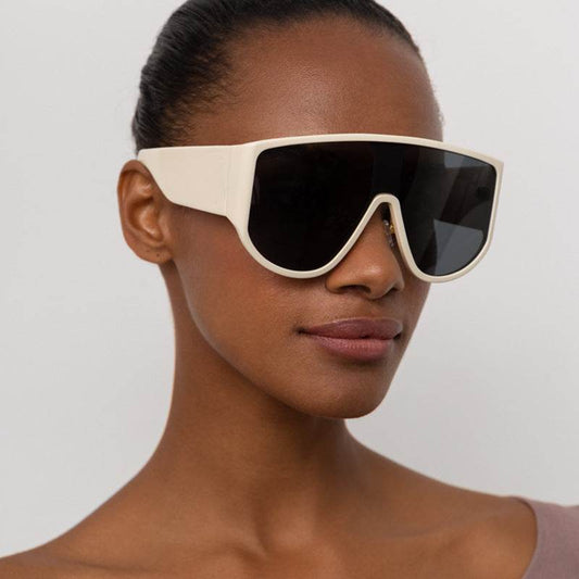 Vintage Oversized One Piece Round Sunglasses Women Brand Designer Fashion Colorful Eyewear Men Goggle Shades Sun Glasses - Mubimart